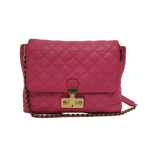 MARC JACOBS Fuchsia Leather Quilted Crossbody Bag Golden hardware-(SKU)-944011217