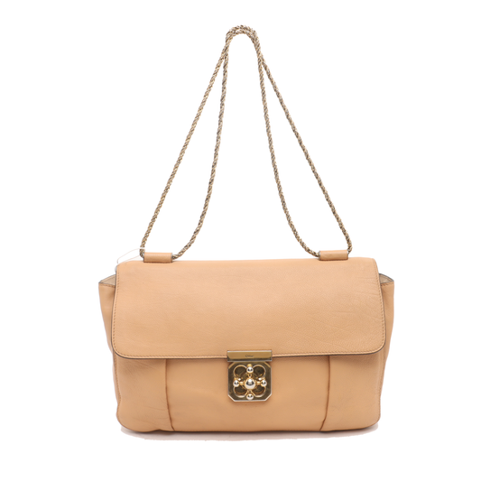 Chloé Elsie Nude Pink Leather Single Shoulder Bag Crossbody Bag Golden hardware-(SKU)-933934361