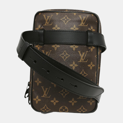LOUIS VUITTON UTILITY SIDE Brown Coated Canvas Monogram Vernis Camera Bag Fanny Pack Crossbody Bag Shoulder Bag Adjustable Strap Black Hardware 2 Removable Shoulder Straps-(SKU)-945801614