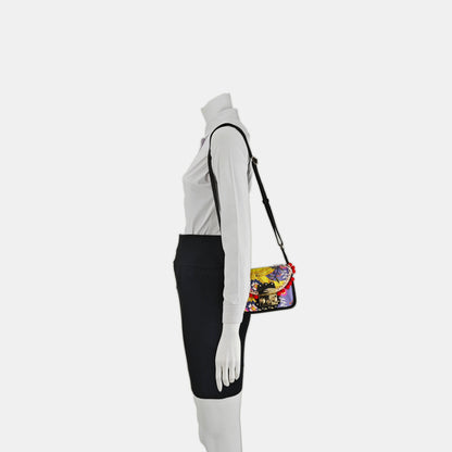 FURLA Metropolis Purple Nylon Printed Crossbody Bag Handbag Single Shoulder Bag Golden hardware Removable shoulder strap-(SKU)-938628435