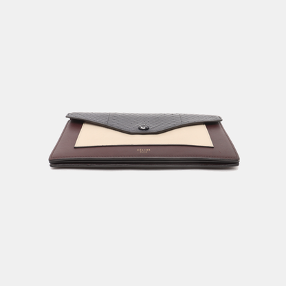 CELINE POCKET Two-Tone Cowhide Wallet Silver Hardware-(SKU)-14329561