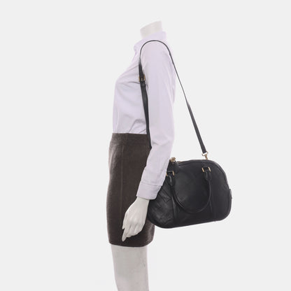 BURBERRY Tote bag Black Cowhide Embossed Single Shoulder Handbag Tote Bag Crossbody Bag Golden hardware Removable shoulder strap-(SKU)-14450075