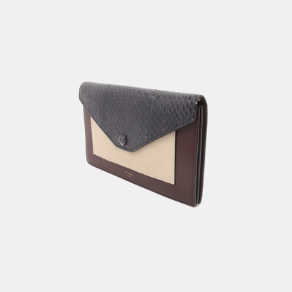 CELINE POCKET Two-Tone Cowhide Wallet Silver Hardware-(SKU)-14329561
