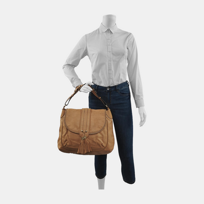GUCCI Tote bag Khaki Calfskin Leather Fringe Single Shoulder Bag with Handbag Golden hardware-(SKU)-944545020
