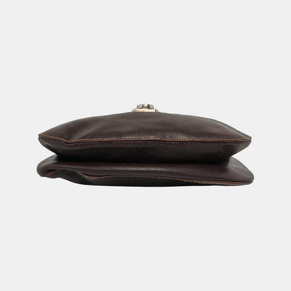 FERRAGAMO Deep brown cowhide single shoulder bag Silver Hardware-(SKU)-944080501