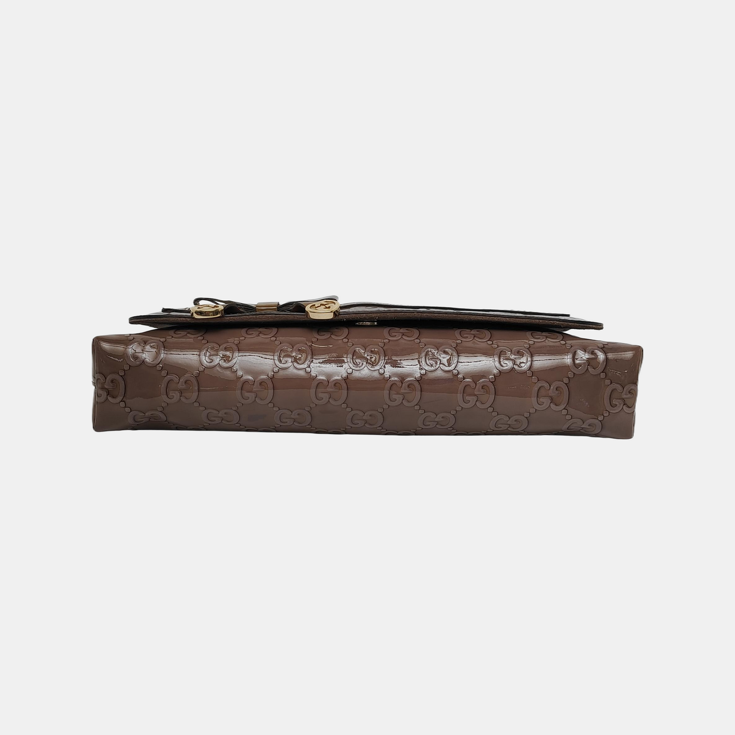 GUCCI Light Purple Patent Leather Monogram Damask Single Shoulder Bag Golden hardware-(SKU)-942136381