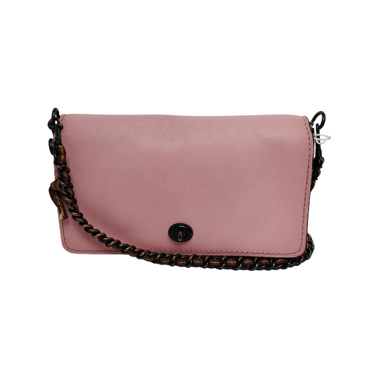 COACH DINKY Pink Cowhide Sling Bag Single Shoulder Bag Black hardware Removable shoulder strap-(SKU)-942643126
