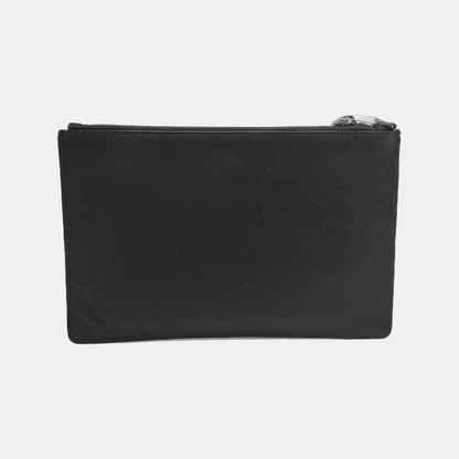 PRADA Black Cowhide Clutch Silver Hardware-(SKU)-942856907