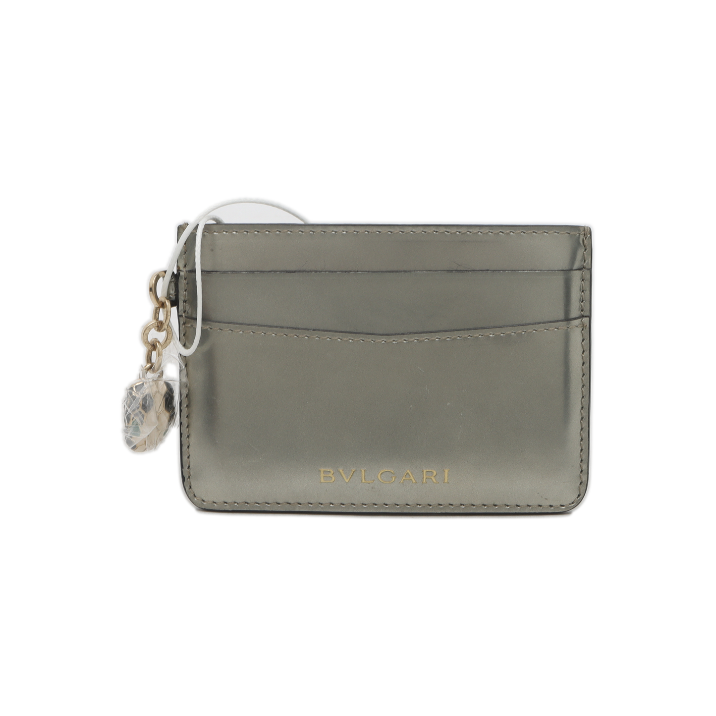 BVLGARI SERPENTI FOREVER Gray Cowhide Snake Head Card Case Golden hardware-(SKU)-935538588