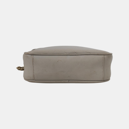 FURLA Camera Bag Light gray leather quilted crossbody single shoulder bag handbag Golden hardware Removable shoulder strap-(SKU)-941201203