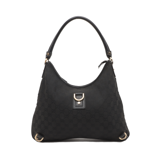 GUCCI Abbey Black canvas monogram jacquard shoulder tote Golden hardware-(SKU)-929825817