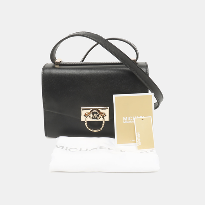 MICHAEL KORS Hendrix Extra Small Black Leather Shoulder Bag Handbag Crossbody Golden hardware Removable shoulder strap-(SKU)-936830255