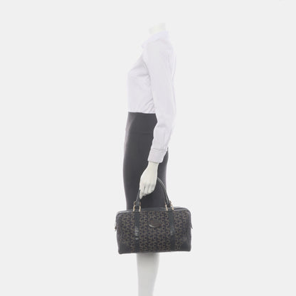 CELINE Dark Blue Canvas Triumphal Arch Handbag Golden hardware-(SKU)-933886003