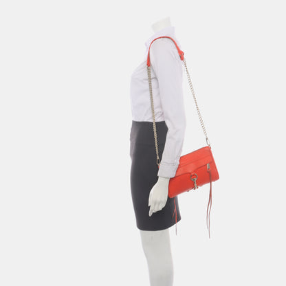 REBECCA MINKOFF M.A.C. Orange Red Cowhide Single Shoulder Bag, Crossbody Golden hardware Removable shoulder strap-(SKU)-935255906