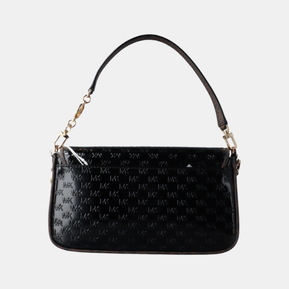 MICHAEL KORS Black Leather Damask Single Shoulder Bag Handbag Crossbody Bag Golden hardware shoulder straps-(SKU)-13817272