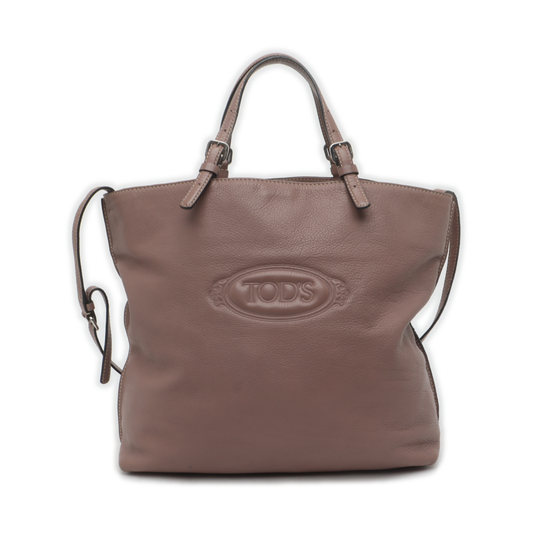 TOD'S Tote bag Dark Gray Cowhide Single Shoulder Bag Handbag Crossbody Bag Silver Hardware-(SKU)-935893458