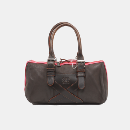 LOEWE Tote bag Dark Brown Leather Handbag Silver Hardware shoulder straps-(SKU)-938692603