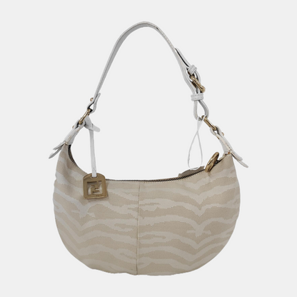 FENDI 卡其色帆布双FHandheld包 Golden hardware-(SKU)-943796749