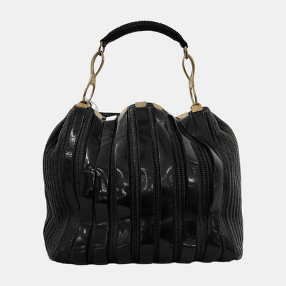 VERSACE Black Leather Single Shoulder Bag Handbag Golden hardware Removable shoulder strap-(SKU)-942991714