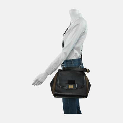 FENDI Silvana Black Leather Single Shoulder Bag Crossbody Bag Handbag Golden Silver Hardware Removable shoulder strap-(SKU)-946084214