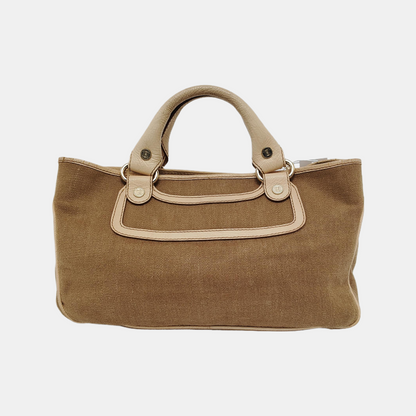 CELINE BOOGIE Khaki Canvas Tote Bag Golden hardware-(SKU)-945694402