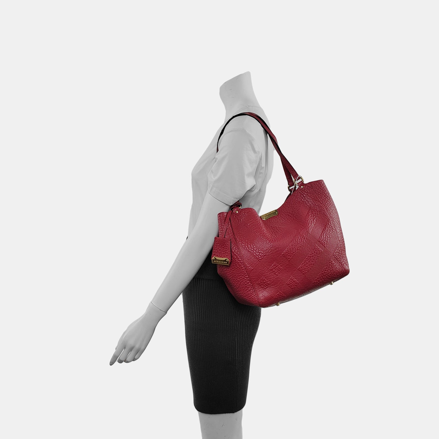 BURBERRY Tote bag Small size Red Calf Leather Crossbody Shoulder Bag Tote Golden hardware Sub-bag-(SKU)-939898736