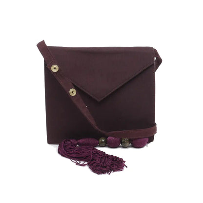 VERSACE Purple Fabric Fringe Shoulder Bag Crossbody Bag Golden hardware Removable shoulder strap-(SKU)-12865841