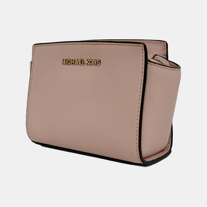 MICHAEL KORS Selma Extra Small Pink Cowhide Embossed Single Shoulder Bag Crossbody Golden hardware Removable shoulder strap-(SKU)-941505944