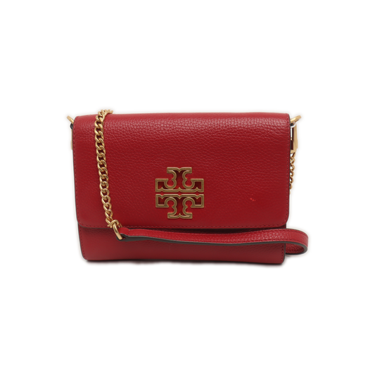 TORY BURCH Britten Red cowhide shoulder bag crossbody bag Golden hardware Removable shoulder strap-(SKU)-938683654