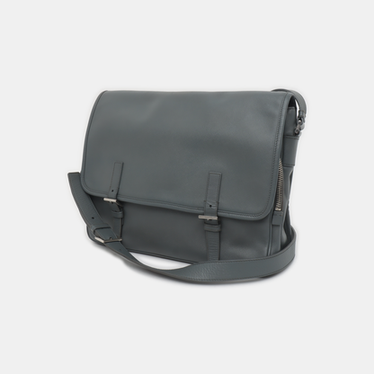 PRADA Dark Grey Cowhide Crosshatch shoulder bag Silver Hardware-(SKU)-938485965