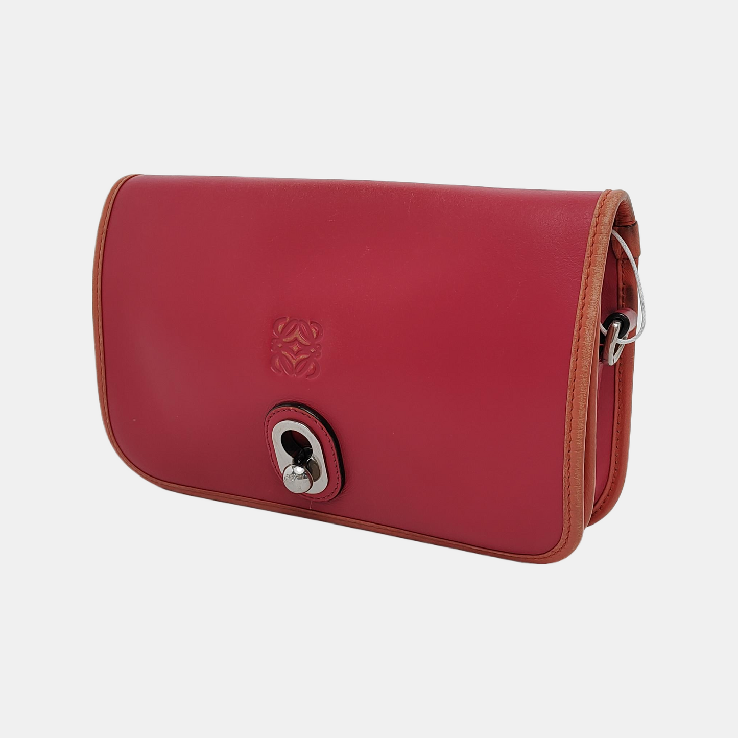 LOEWE Fuchsia Cowhide Single Shoulder Bag Crossbody Silver Hardware Removable shoulder strap-(SKU)-945199210