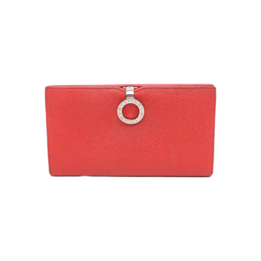 BVLGARI BVLGARI Red Leather Wallet Silver Hardware-(SKU)-13502847