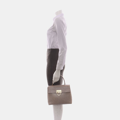 FERRAGAMO Kelly Khaki Leather Tote Golden hardware-(SKU)-14500096