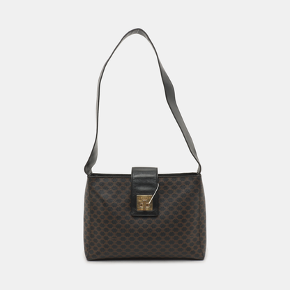 CELINE Tote bag Dark brown coated canvas Arc de Triomphe shoulder bag/handbag Golden hardware-(SKU)-935906004