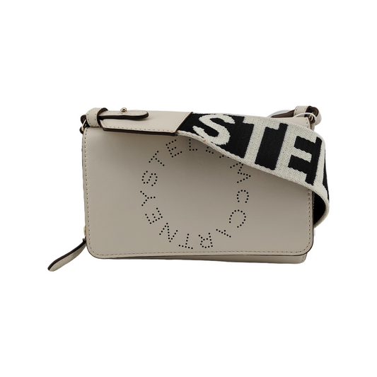 STELLA McCARTNEY Stella Logo White Leather Cutout Floral Crossbody Bag Single Shoulder Bag Golden hardware Removable shoulder strap-(SKU)-940252376