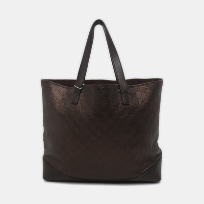 GUCCI Tote bag Dark Brown Cowhide Monogram Crumpled Single Shoulder Bag, Handbag Silver Hardware-(SKU)-929188415