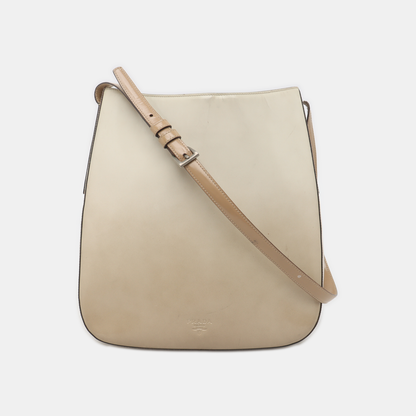 PRADA Beige Leather Single Shoulder Bag Silver Hardware-(SKU)-932498000