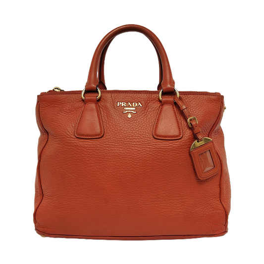 PRADA Tote bag Orange Cowhide Handbag Golden hardware-(SKU)-943907570