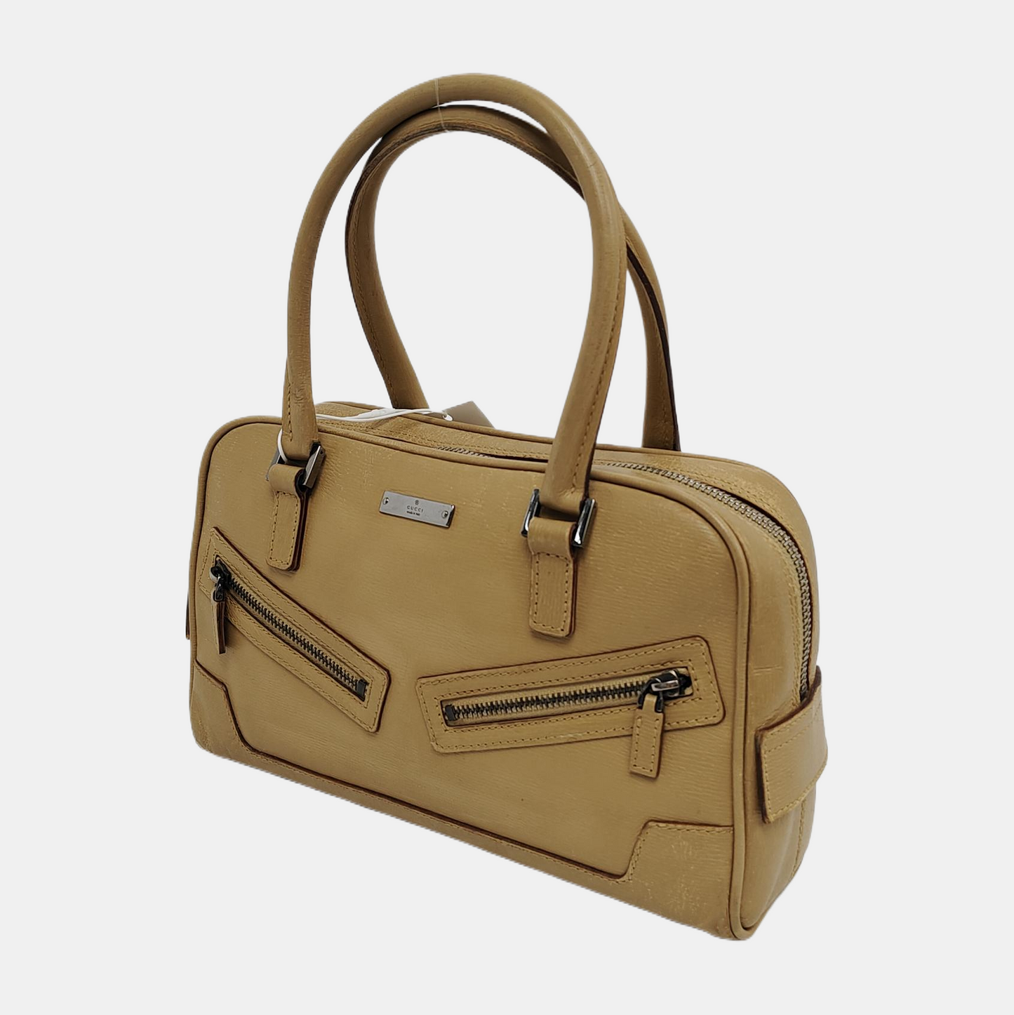 GUCCI Khaki Leather Tote Silver Hardware-(SKU)-945954036