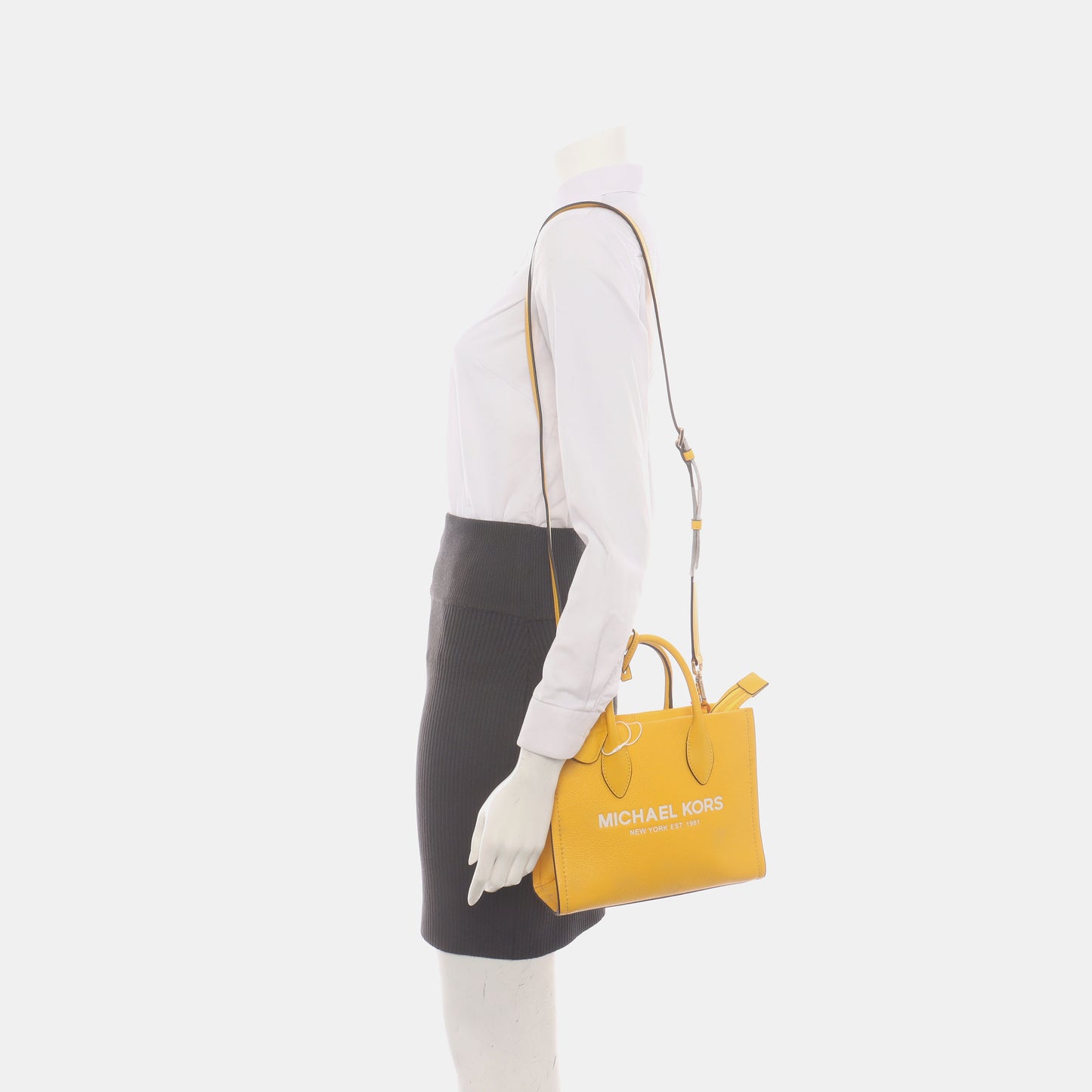 MICHAEL KORS Tote bag Small size Yellow Leather Printed Crossbody Handbag Single Shoulder Bag Golden hardware Removable shoulder strap-(SKU)-936597171