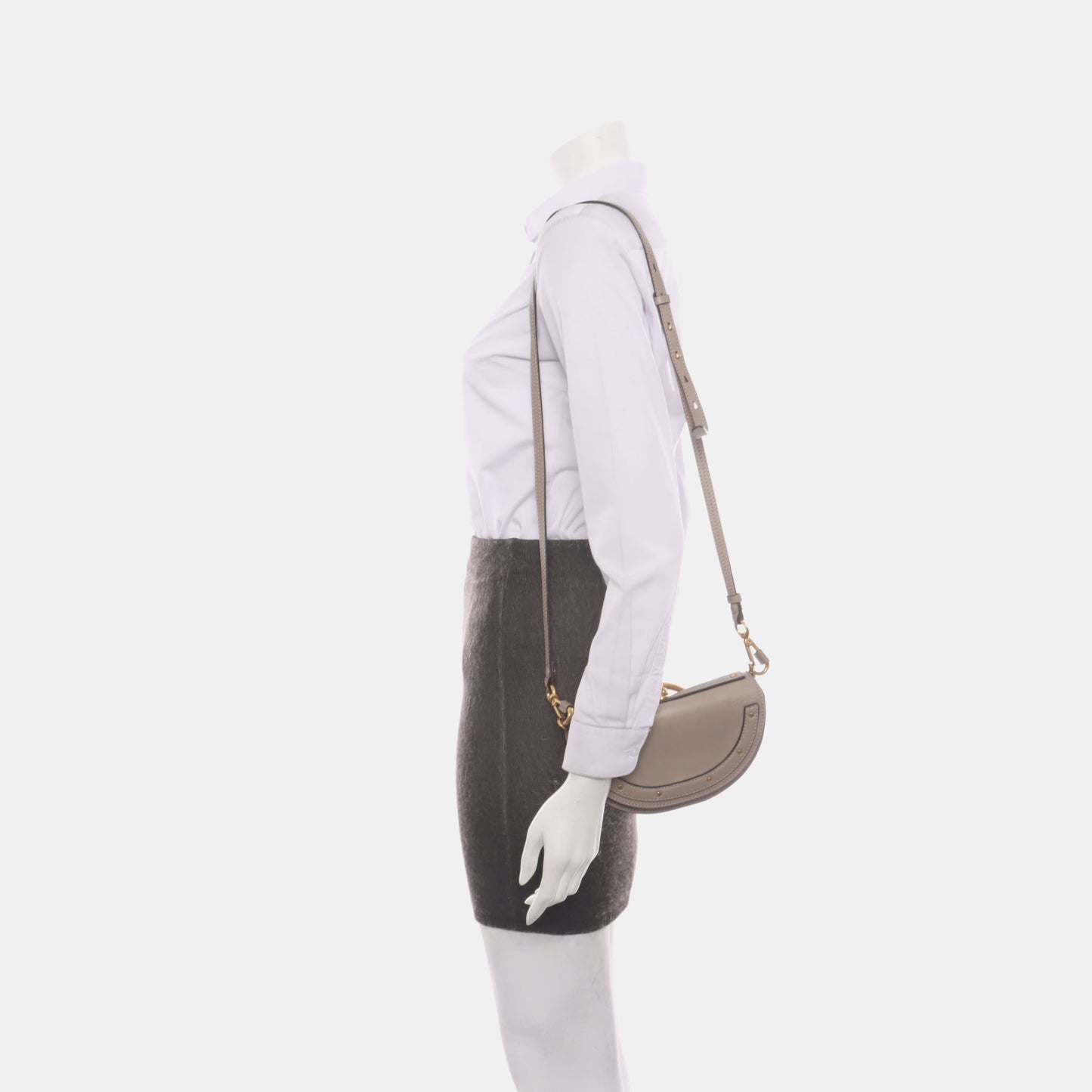 Chloé Nile Gray cowhide crossbody shoulder bag handbag Golden hardware Removable shoulder strap-(SKU)-928919130