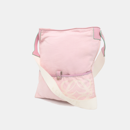 LOEWE Pink Fabric Single Shoulder Bag Handbag Silver Hardware-(SKU)-928609799