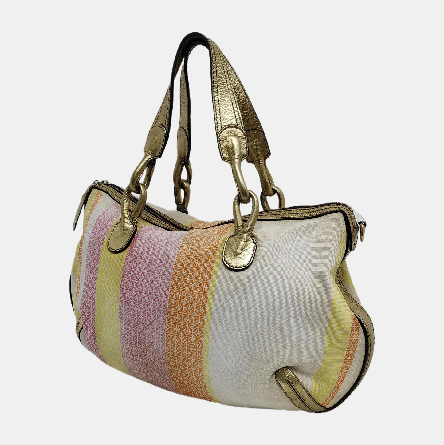 LOEWE Multicolor Canvas Floral Single Shoulder Bag Handbag Golden hardware Removable shoulder strap-(SKU)-942450620