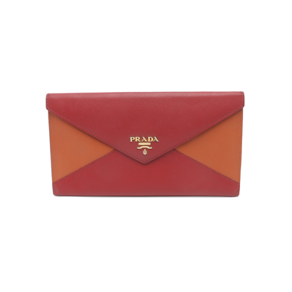 PRADA Red cowhide logo cross-grain wallet Golden hardware-(SKU)-936291107