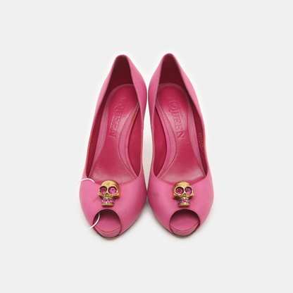 Alexander McQUEEN 36code Pink leather ladies high heels for spring and autumn-(SKU)-938526746