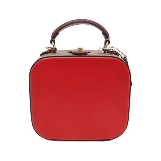 COACH Lunar New Year Red Coated Canvas Monogrammed Print Shoulder Bag Golden hardware Removable shoulder strap-(SKU)-933507798