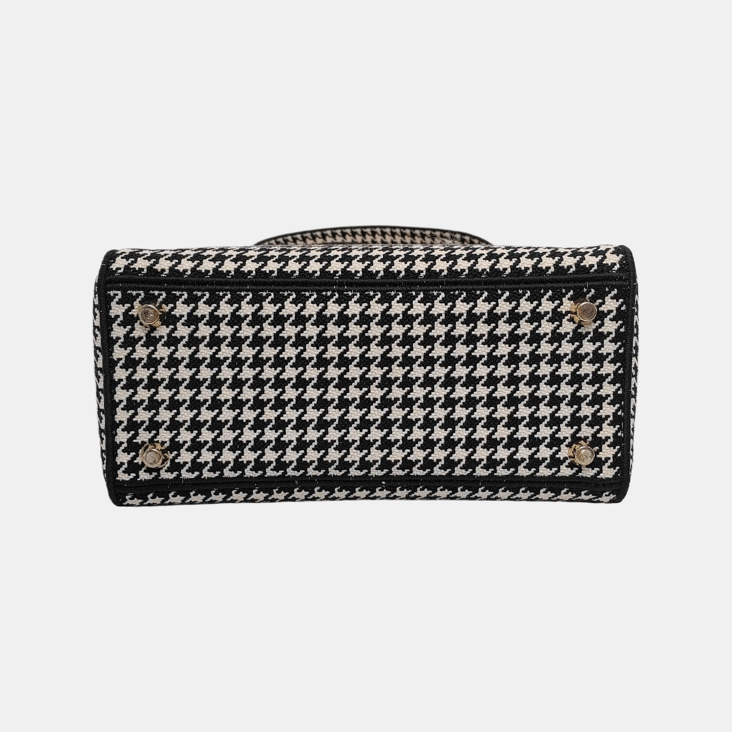 DIOR Lady D-Lite Medium Black Canvas Monogram Embossed Tweed Lady Dior Bag with Detachable Strap-(SKU)-943402222