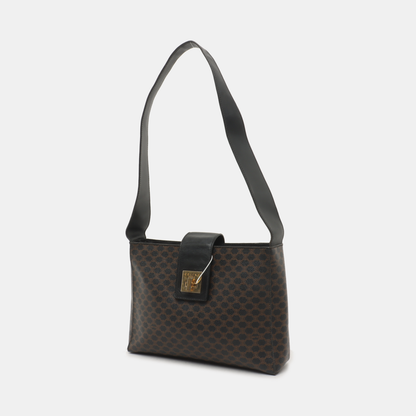 CELINE Tote bag Dark brown coated canvas Arc de Triomphe shoulder bag/handbag Golden hardware-(SKU)-935906004