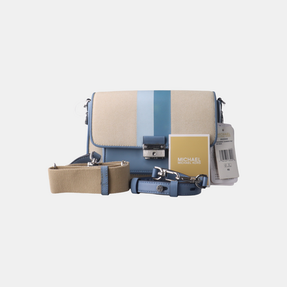 MICHAEL KORS White Canvas Single Shoulder Bag Handbag Silver Hardware shoulder straps-(SKU)-936597346