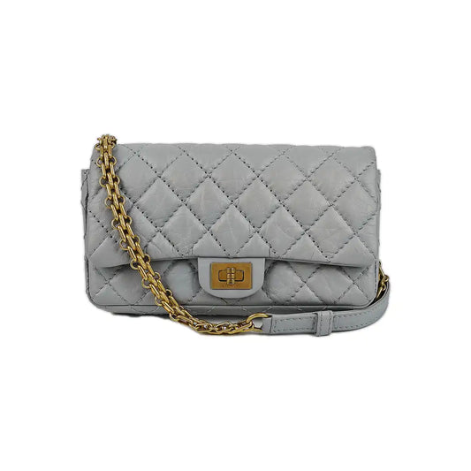 CHANEL 2.55 Blue Calfskin Quilted Intrecciato Fanny Pack, Crossbody Bag, Shoulder Bag, Golden Hardware, 27 Clasp-(SKU)-937072296